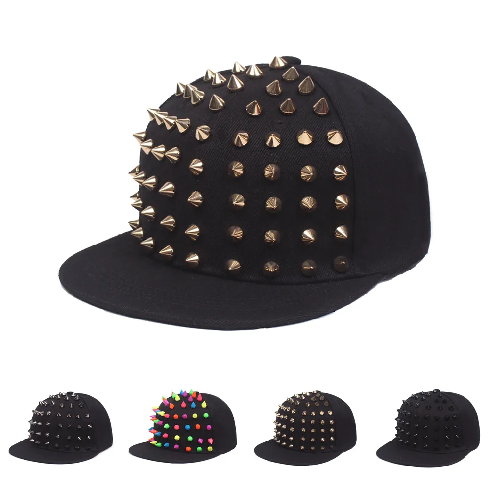 Men and Women's Rivet Flat Hat, Punk Rock, Hip Hop Stud Baseball Caps, Male, Female, Youth, Teenagers, Boys, Girls thumbnail 4