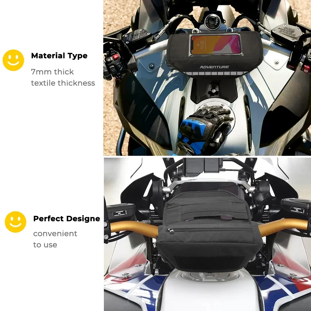 Universal Motorcycle Handlebar Bag with Touchscreen Phone Storage Bag For BMW R1200GS R 1250GS For Suzuki For Kawasaki thumbnail 4