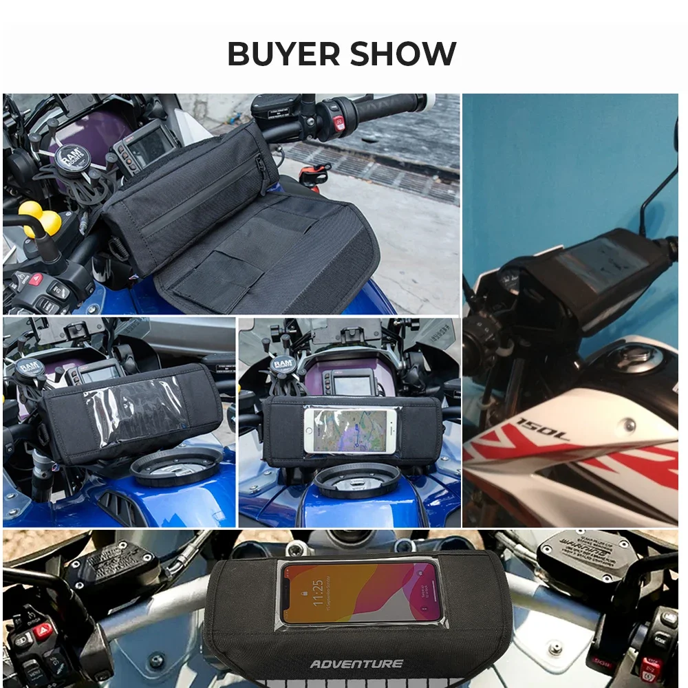 Universal Motorcycle Handlebar Bag with Touchscreen Phone Storage Bag For BMW R1200GS R 1250GS For Suzuki For Kawasaki thumbnail 6