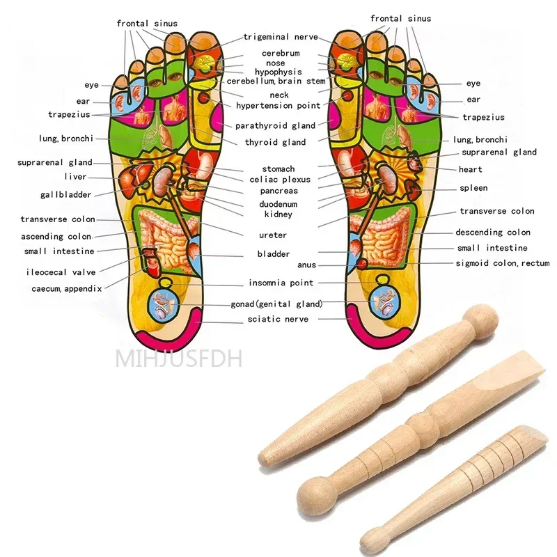 Natural Wooden Foot Body Massage Stick Relieve Muscle Soreness Relaxing Tool Foot Reflexology Massager Hot  Beauty Health thumbnail 2
