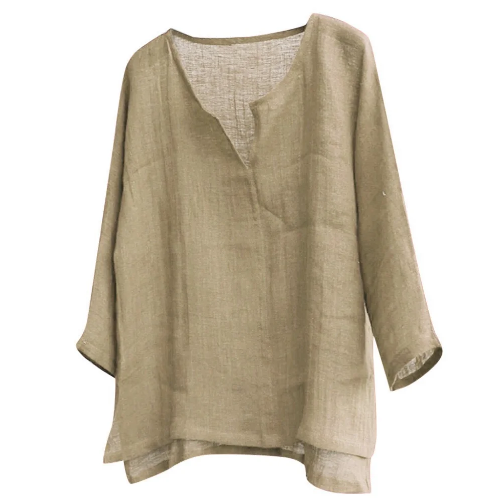 New Men's Summer Spring Long Sleeve Loose Shirt Solid Color Casual Long Sleeve Cool Shirt Vn-eck Tops Size S-5XL thumbnail 4