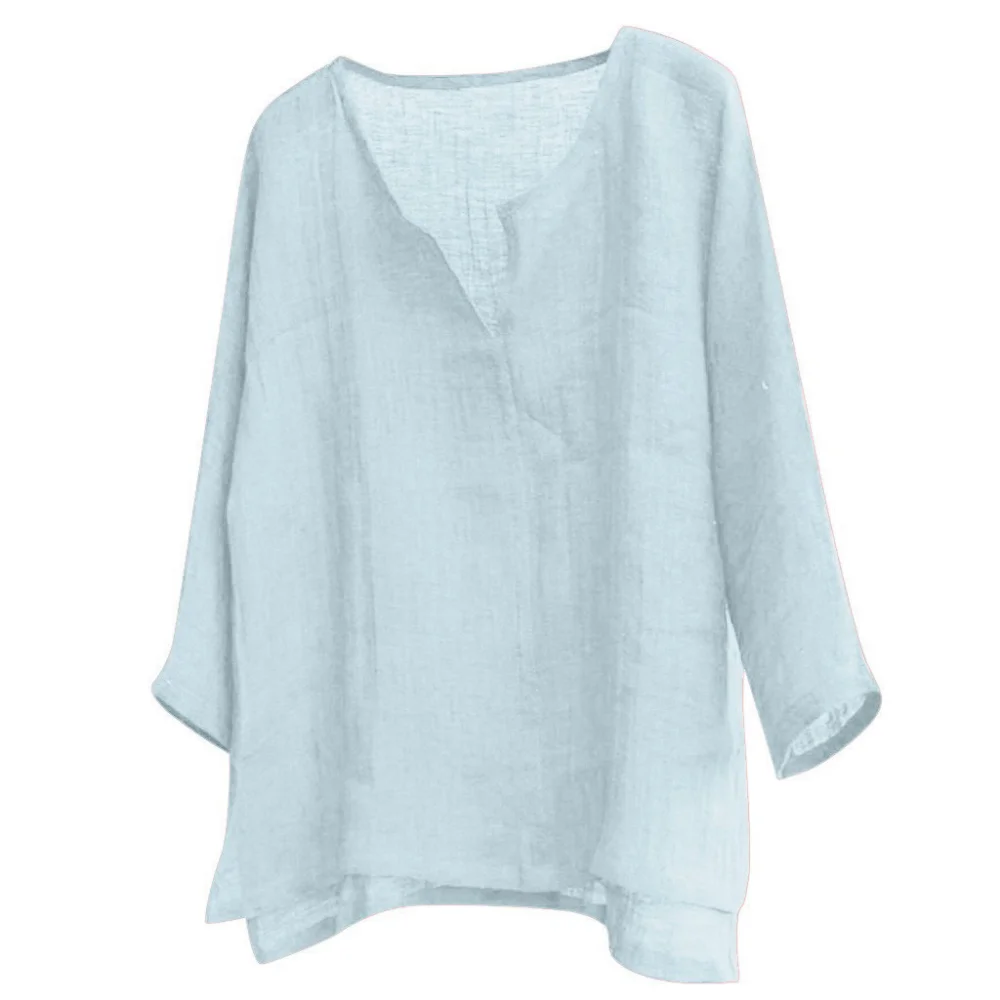 New Men's Summer Spring Long Sleeve Loose Shirt Solid Color Casual Long Sleeve Cool Shirt Vn-eck Tops Size S-5XL thumbnail 2