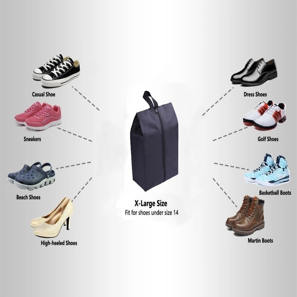 2 or 4 Pack Portable Nylon Waterproof Shoe Storage Bags with Zipper Closure for Men and Women Travel or Family Item Organize thumbnail 2