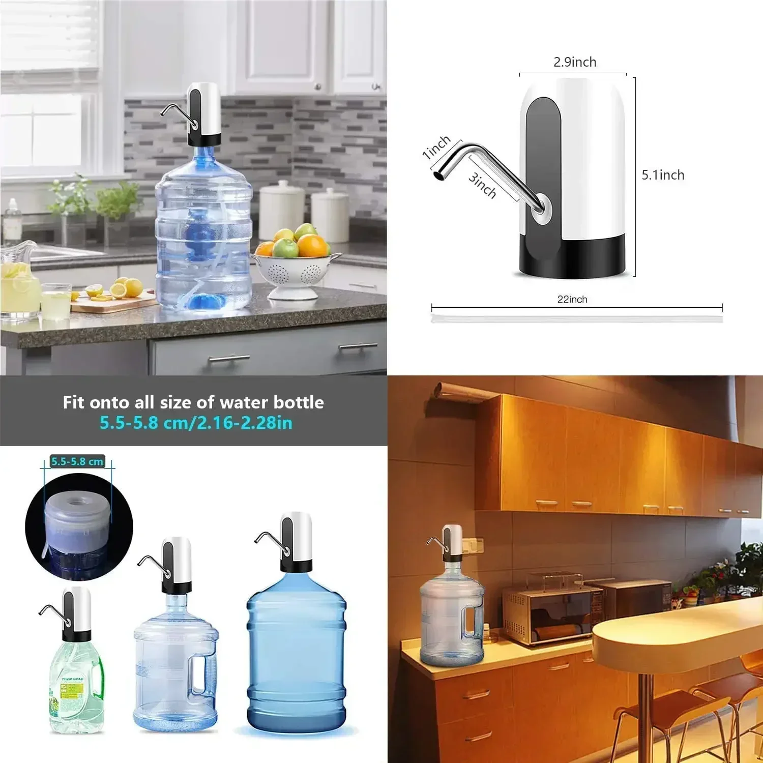 Drinking fountain Electric Portable Water Pump Dispenser USB Charging Automatic Drinking Bottle Switch Silent Touch 19 liters thumbnail 2