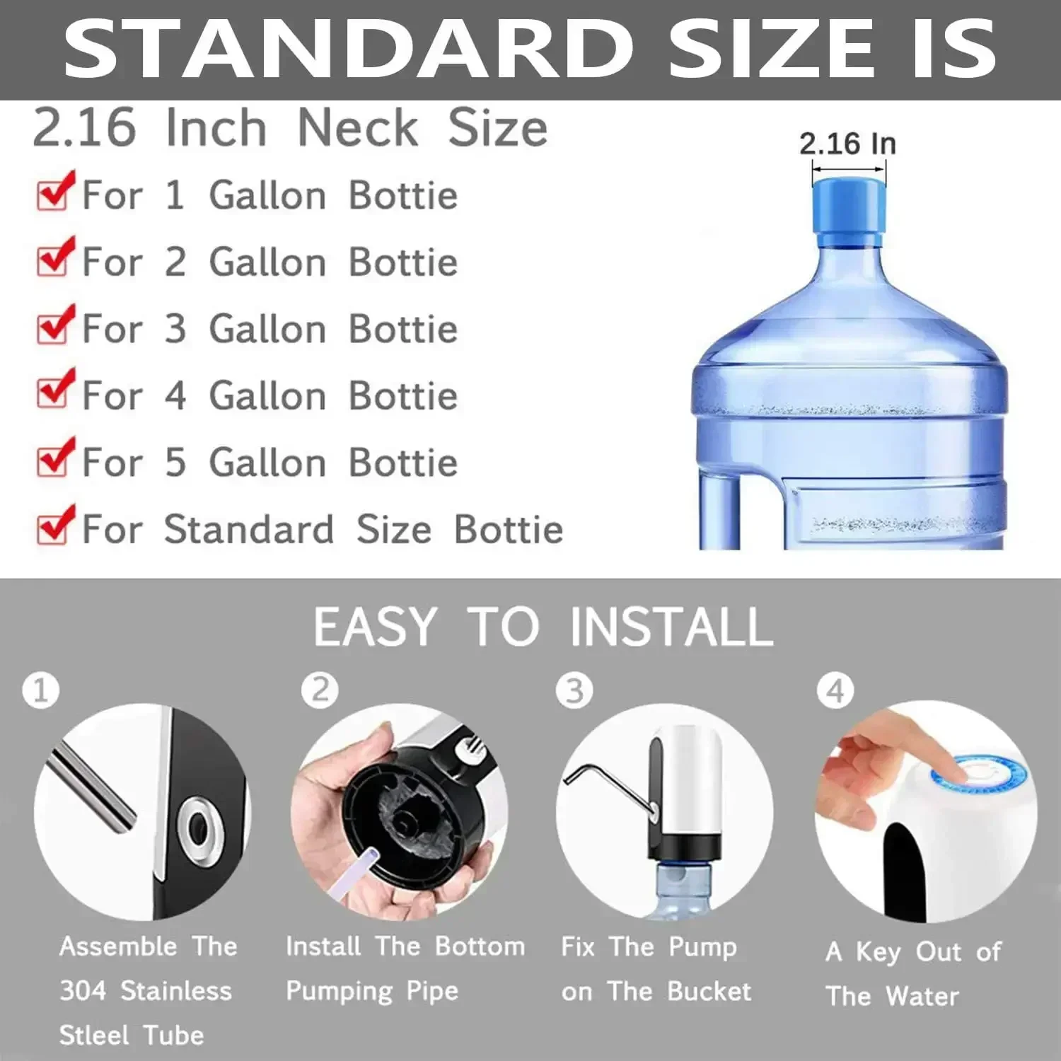 Drinking fountain Electric Portable Water Pump Dispenser USB Charging Automatic Drinking Bottle Switch Silent Touch 19 liters thumbnail 6