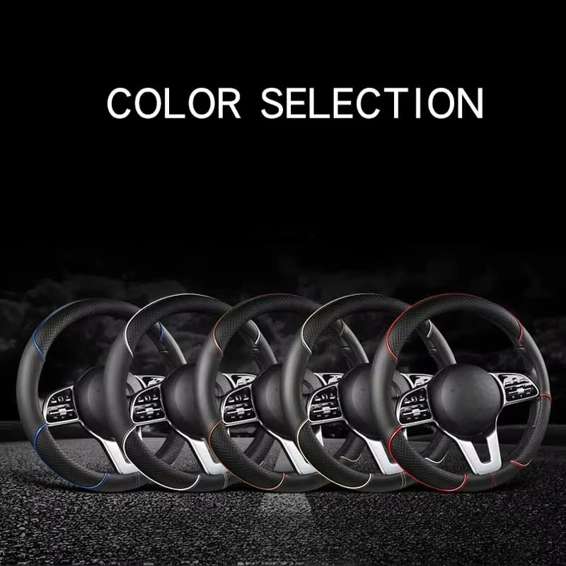 All Seasons Leather Diamond Steering Wheel Cover Universal Fit for 14 .5-15 Inch Durable Leather Cover Anti-Slip Veins Design thumbnail 6