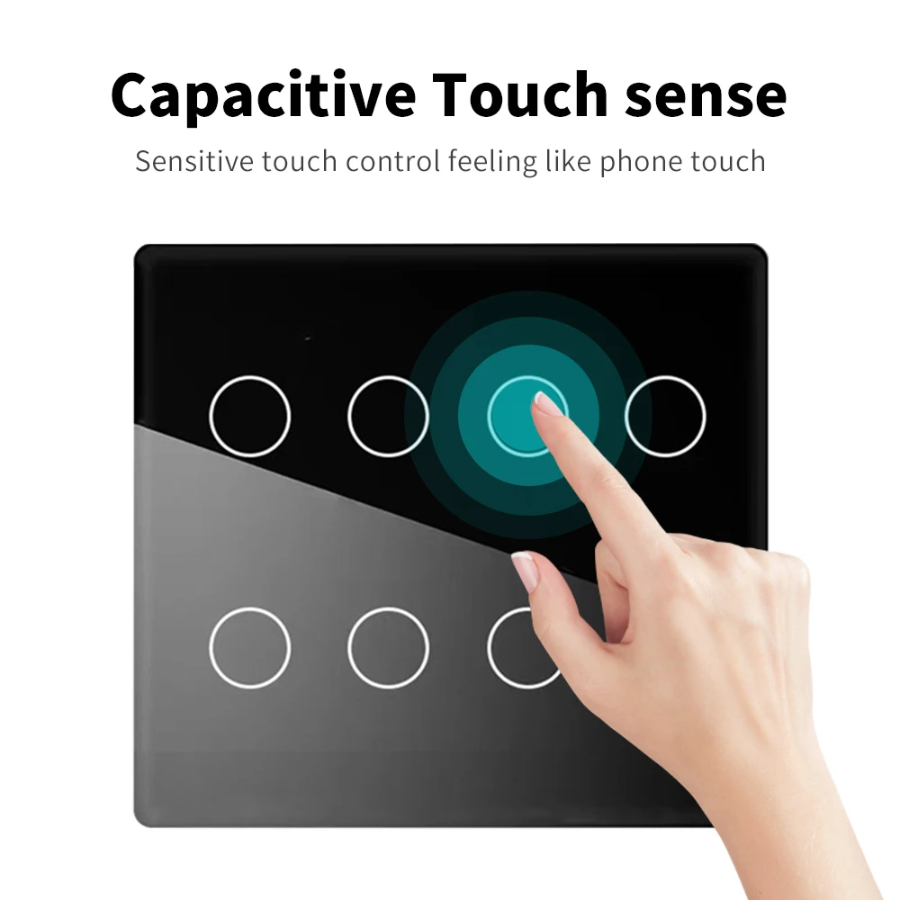 Tuya 4x4 WiFi Smart Switch 4/6/8 Gang Brazil Touch Sensor Panel Light Switch Voice Control Work for Alexa Google Home AC110-220V thumbnail 2
