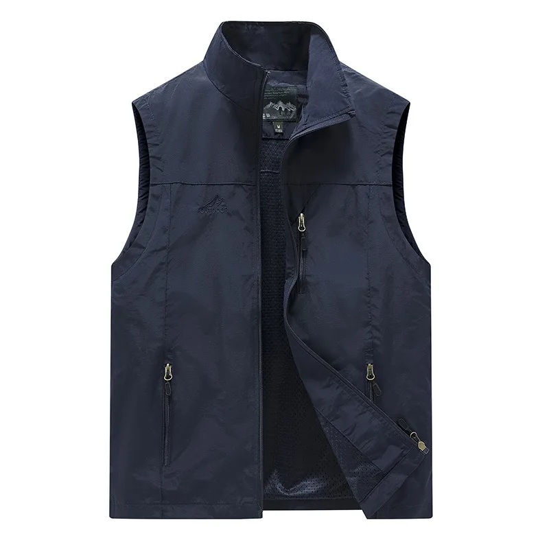 FGKKS Spring New Men Waistcoat Outdoor Leisure Solid Color Vest Young Middle-aged Photography Fishing Casual Vest Jacket Male thumbnail 3