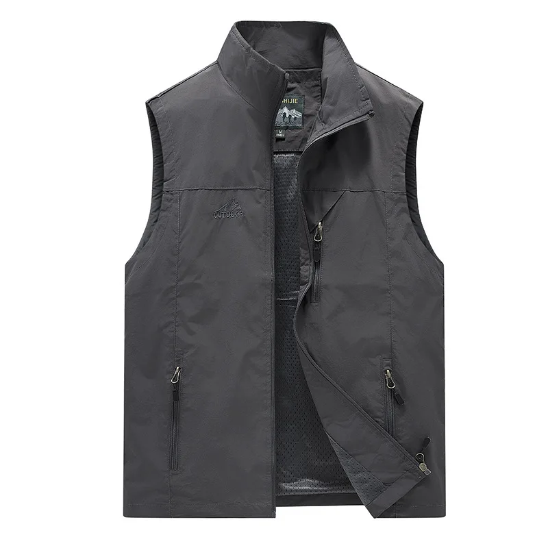 FGKKS Spring New Men Waistcoat Outdoor Leisure Solid Color Vest Young Middle-aged Photography Fishing Casual Vest Jacket Male thumbnail 5