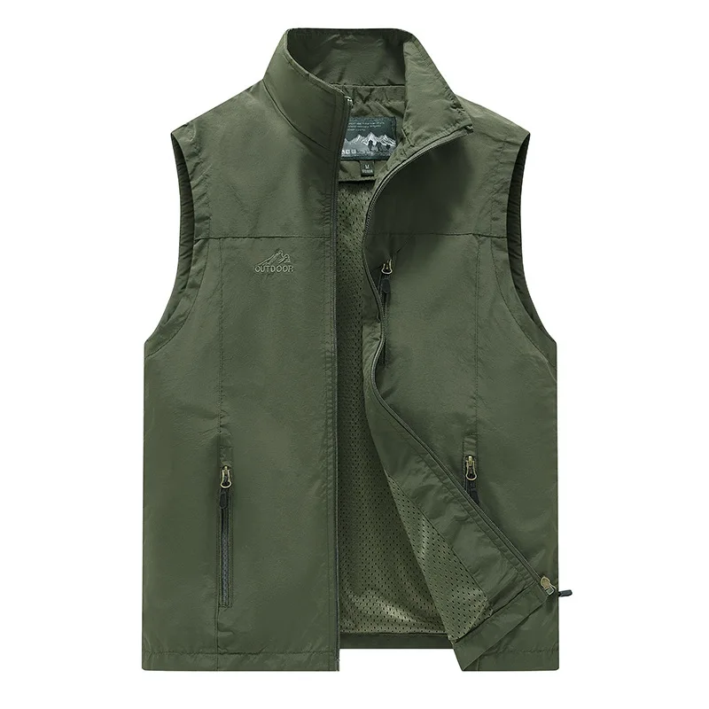 FGKKS Spring New Men Waistcoat Outdoor Leisure Solid Color Vest Young Middle-aged Photography Fishing Casual Vest Jacket Male thumbnail 4