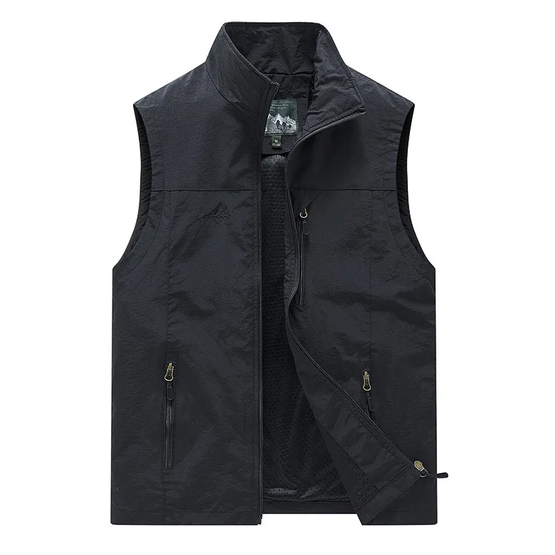 FGKKS Spring New Men Waistcoat Outdoor Leisure Solid Color Vest Young Middle-aged Photography Fishing Casual Vest Jacket Male thumbnail 6