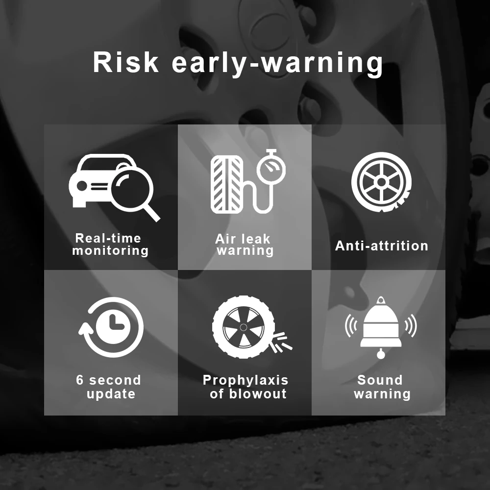 Car Tyre Pressure Monitor Solar TPMS Tire Pressure Monitoring System Temp Warning Fuel Save 4 External Sensors Set Accessories thumbnail 5