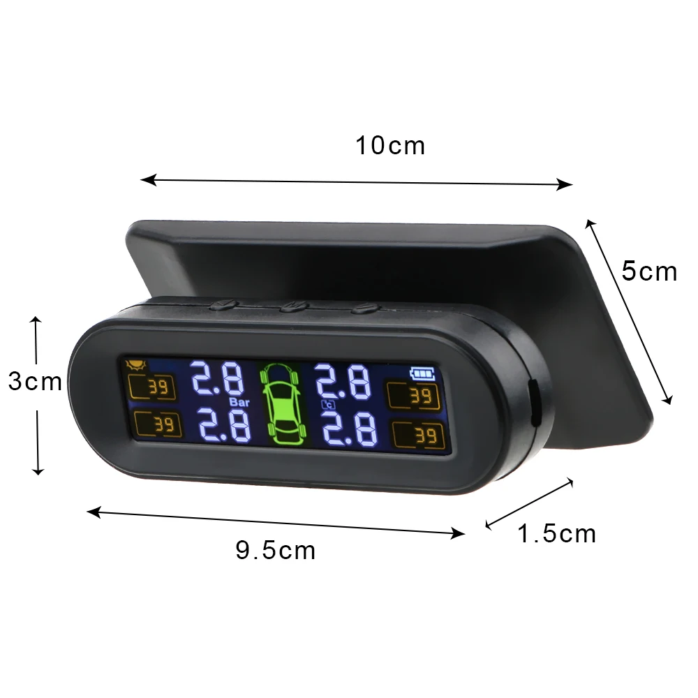Car Tyre Pressure Monitor Solar TPMS Tire Pressure Monitoring System Temp Warning Fuel Save 4 External Sensors Set Accessories thumbnail 6