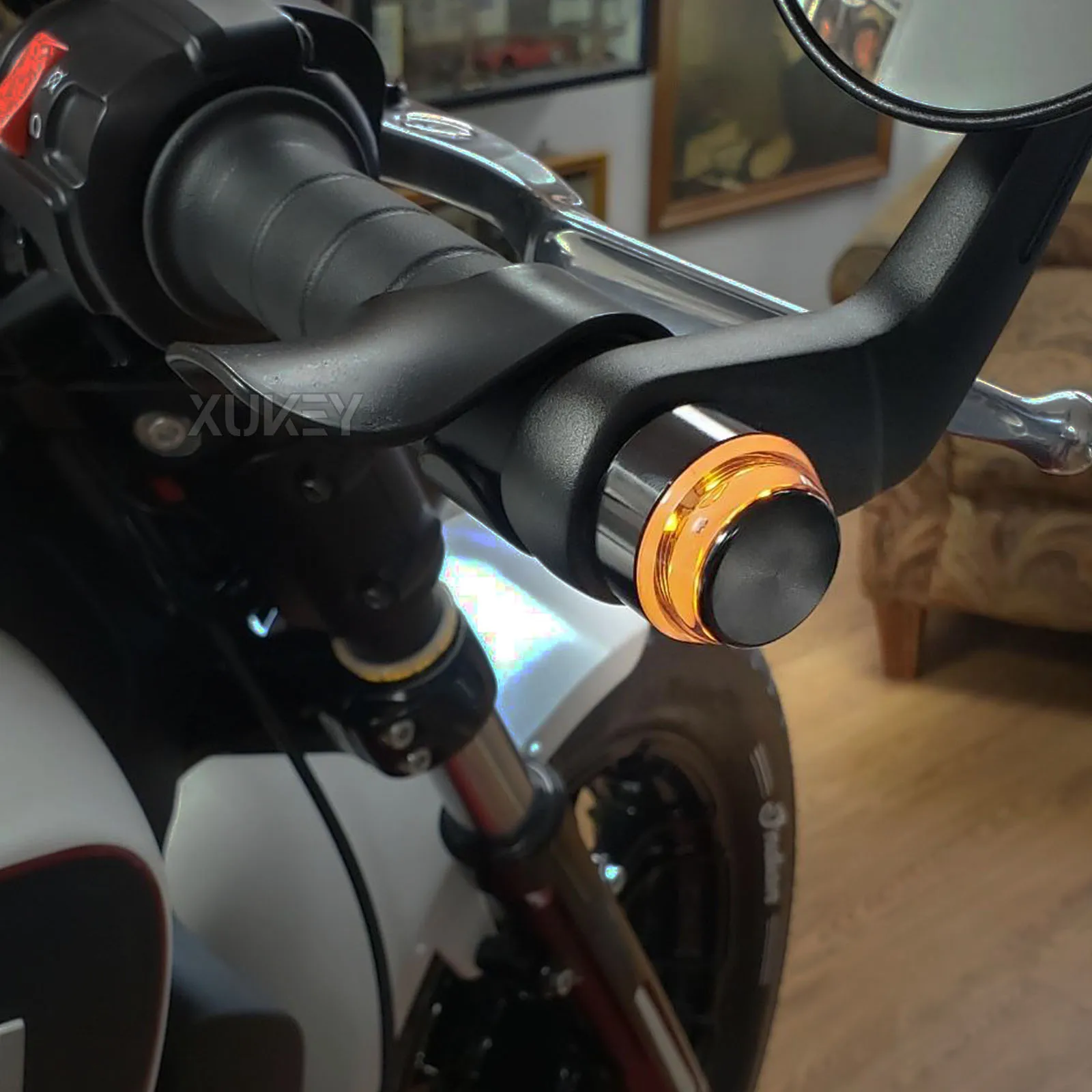 Motorcycle Turn Signal Light Handlebar End 12LEDs Scooter Blinker Front Light for Chopper Sportster Cruiser Cafe Racer Classic thumbnail 6
