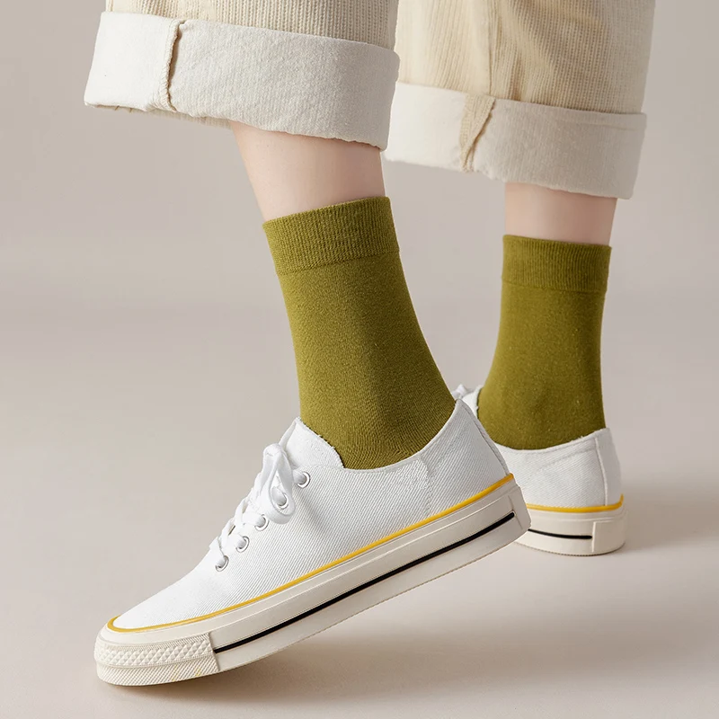 Socks women's Cotton Solid Color Autumn Spring  Soft Breathable thumbnail 6