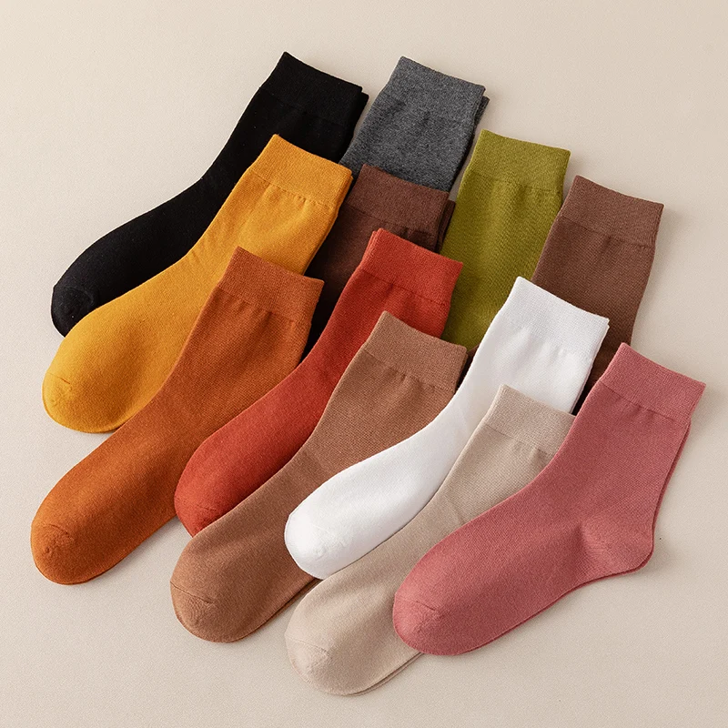 Socks women's Cotton Solid Color Autumn Spring  Soft Breathable thumbnail 2
