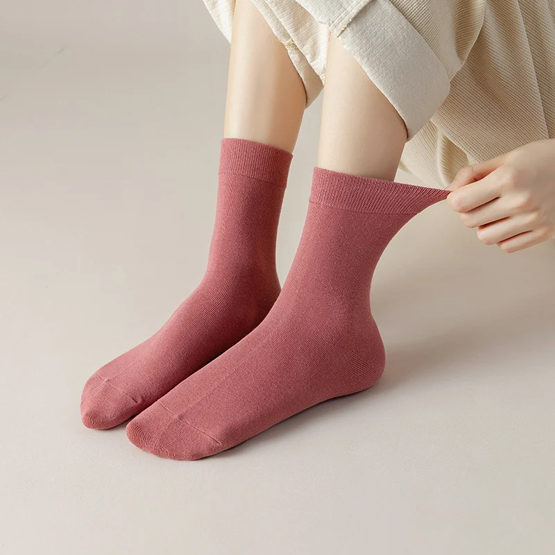 Socks women's Cotton Solid Color Autumn Spring  Soft Breathable thumbnail 5