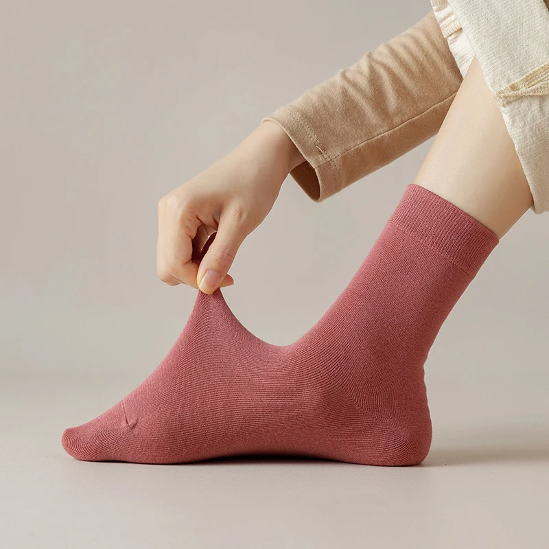Socks women's Cotton Solid Color Autumn Spring  Soft Breathable thumbnail 3