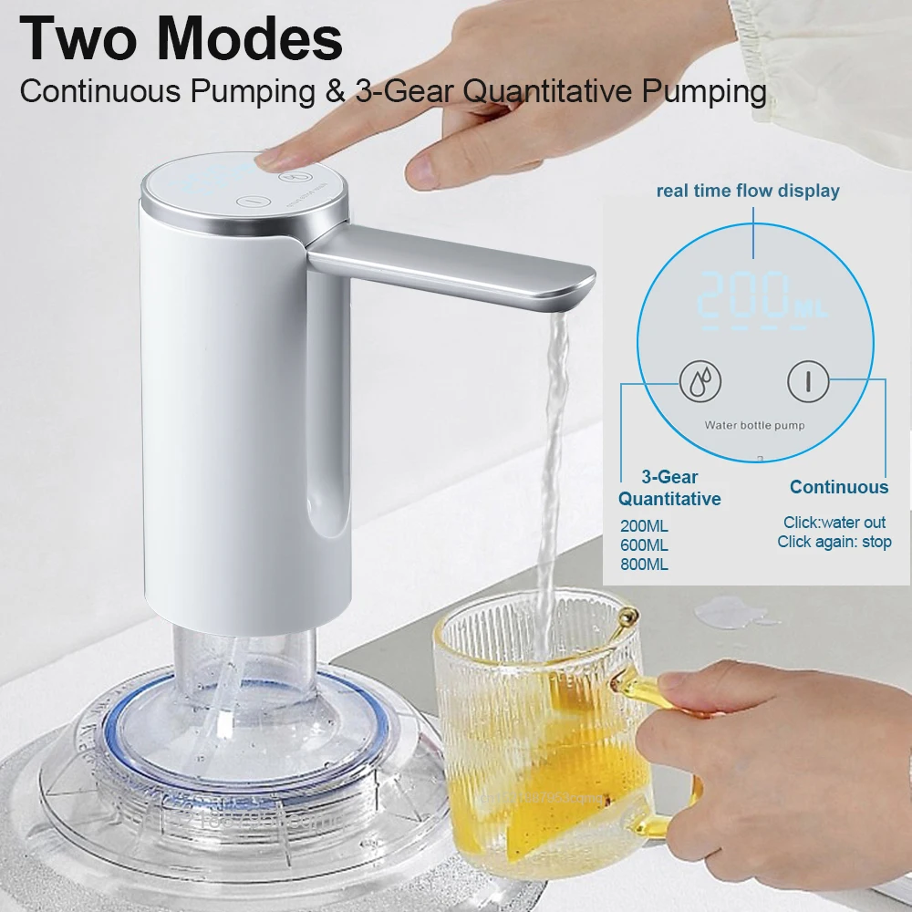 Electric Water Gallon Bottle Pump Automatic Water Dispenser Pump 19 Liters Foldable Desktop Water Bottle Pump H3 Rechargeable thumbnail 2
