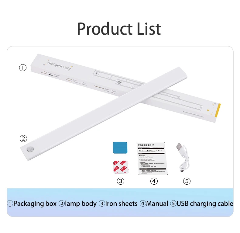 Cabinet Light USB Rechargeable Motion Sensor Led Light For Kitchen Wardrobe Cabinet Lighting 10cm/20cm/40cm/60cm LED Night Light thumbnail 6