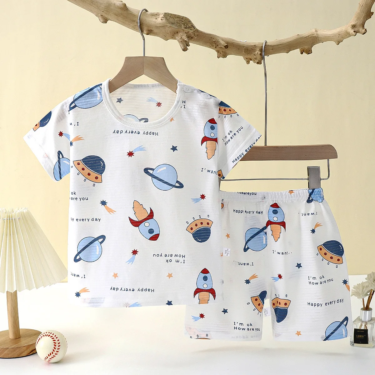 Popular in SummCottonSafe Baby Children Clothes  Set Cute Cartoon Short Sleeve Home Pajama Set Sleepwear Soft Breathable thumbnail 3
