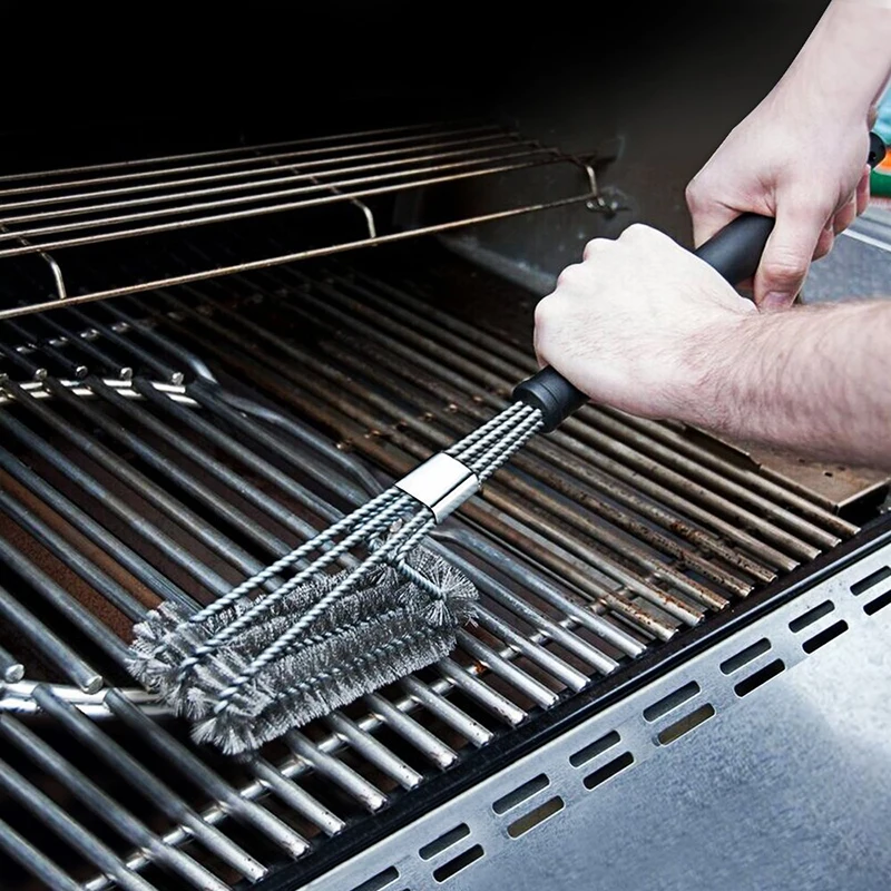 New Kitchen Accessories BBQ Grill Brush and Scraper Barbecue Kit Cleaning Brush Stainless Steel Tools Wire Bristles Triangle thumbnail 3