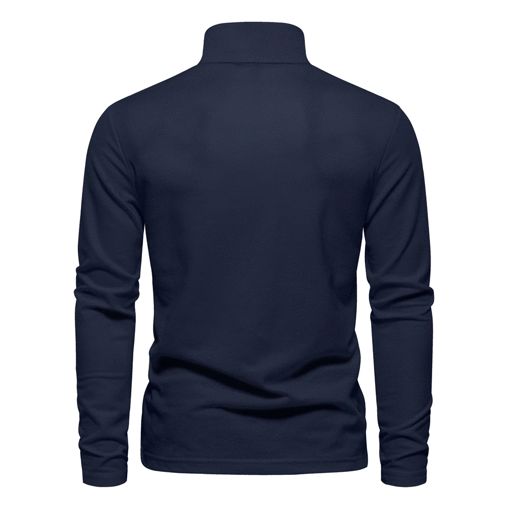 AIOPESON 2023 New Men's Deer Embroidery Polo Shirts Solid Color Long Sleeve Social Business Male thumbnail 2