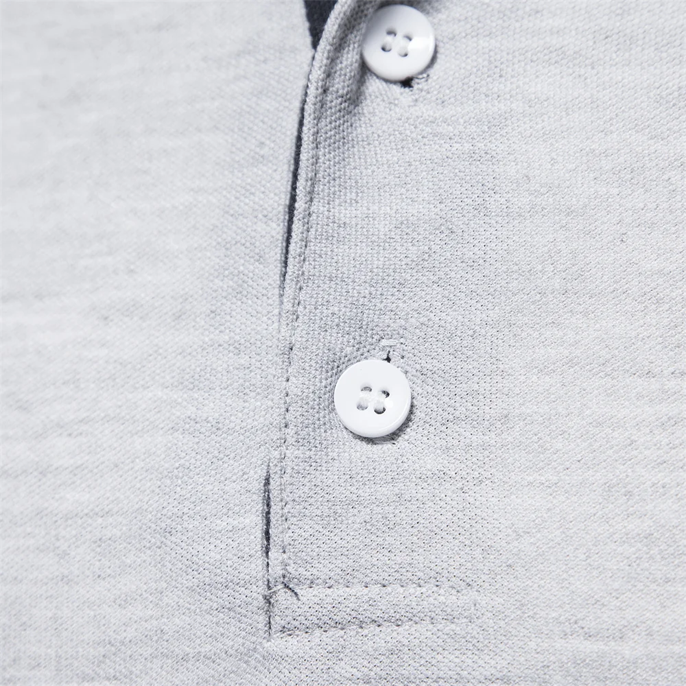 AIOPESON 2023 New Men's Deer Embroidery Polo Shirts Solid Color Long Sleeve Social Business Male thumbnail 4