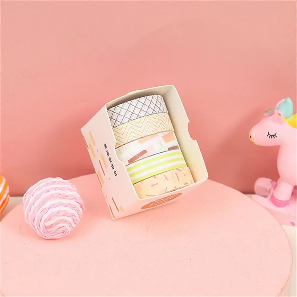 5Rolls/Box Cute Washi Tape Adhesive Masking Tape Scrapbooking Decorative Crafts Tape Set Stationery Office School Supplies thumbnail 2