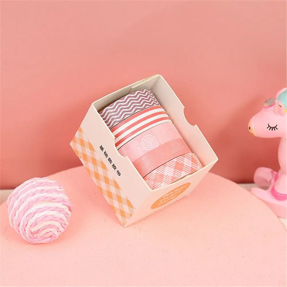 5Rolls/Box Cute Washi Tape Adhesive Masking Tape Scrapbooking Decorative Crafts Tape Set Stationery Office School Supplies thumbnail 3