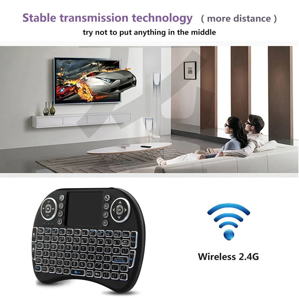 Bluetooth 2.4G  Colorful Backlight Russian Spanish Air Mouse Remote Touchpad for Android TV Box PC I8 Mini Wireless Keyboard thumbnail 4