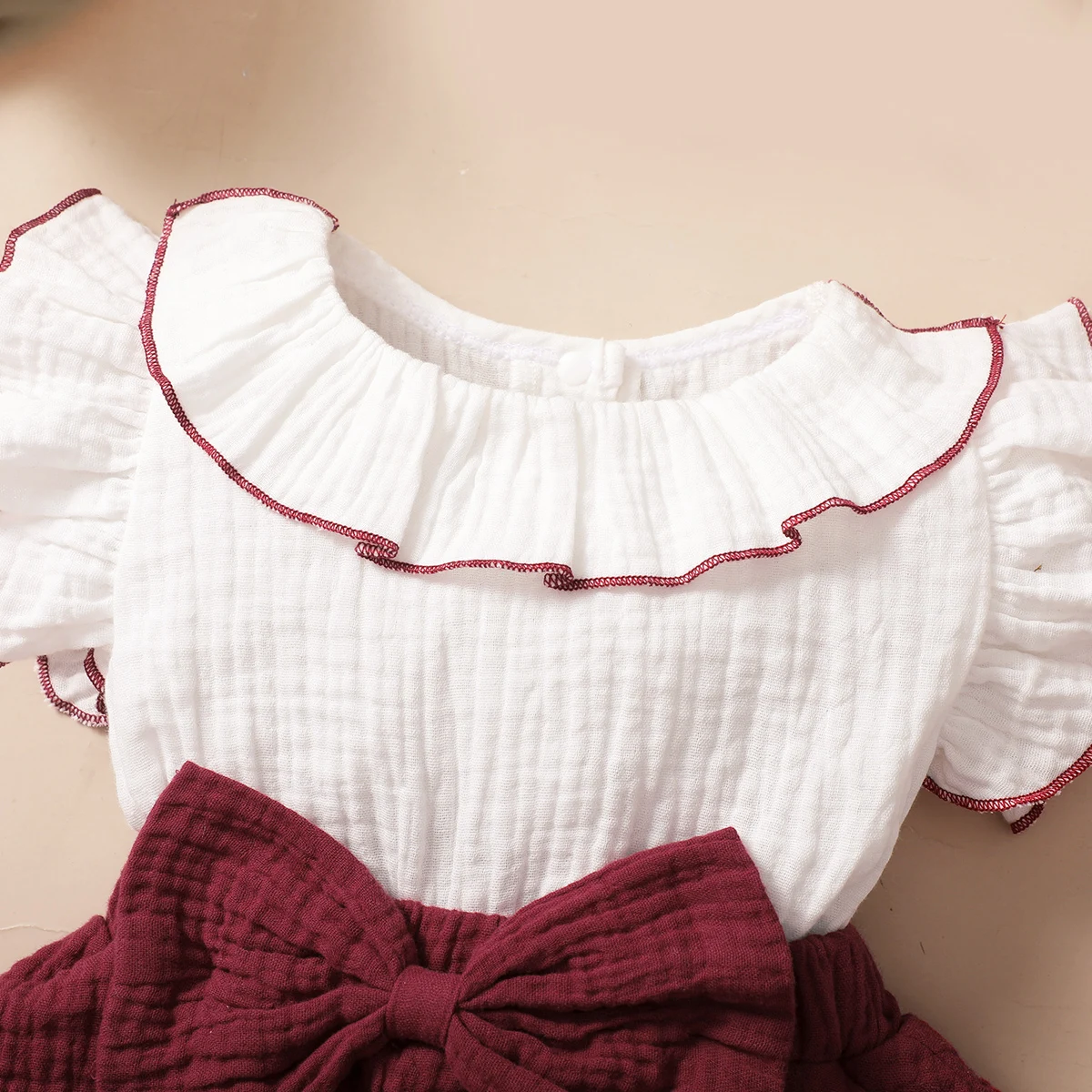 Baby Girl Red Wine with white 3-layer cupcake dress thumbnail 3