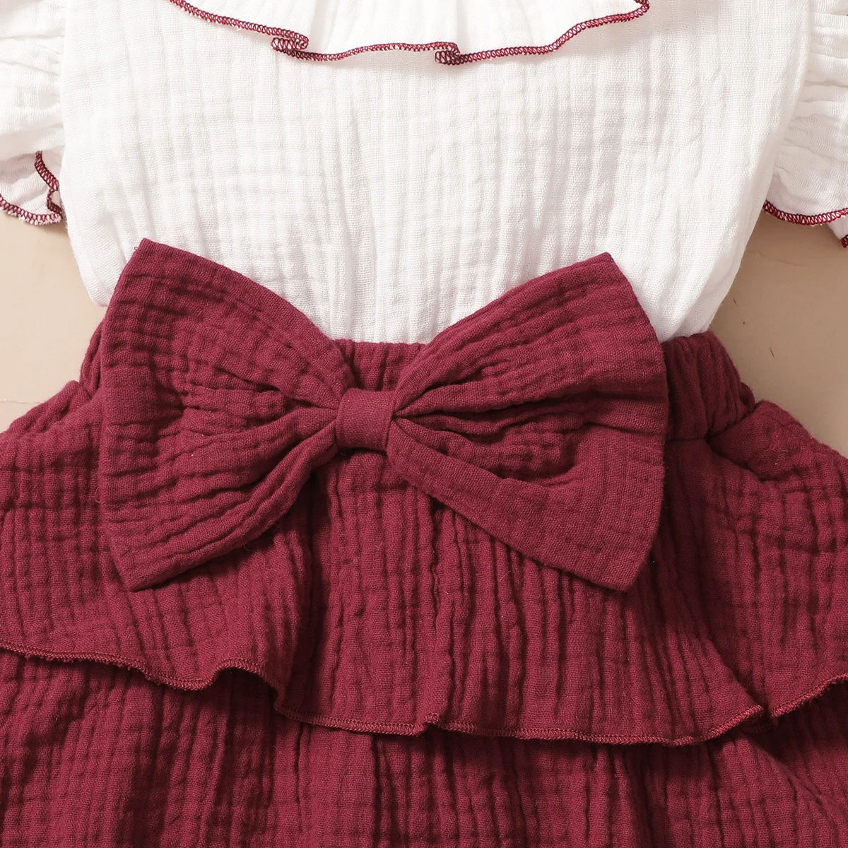 Baby Girl Red Wine with white 3-layer cupcake dress thumbnail 4