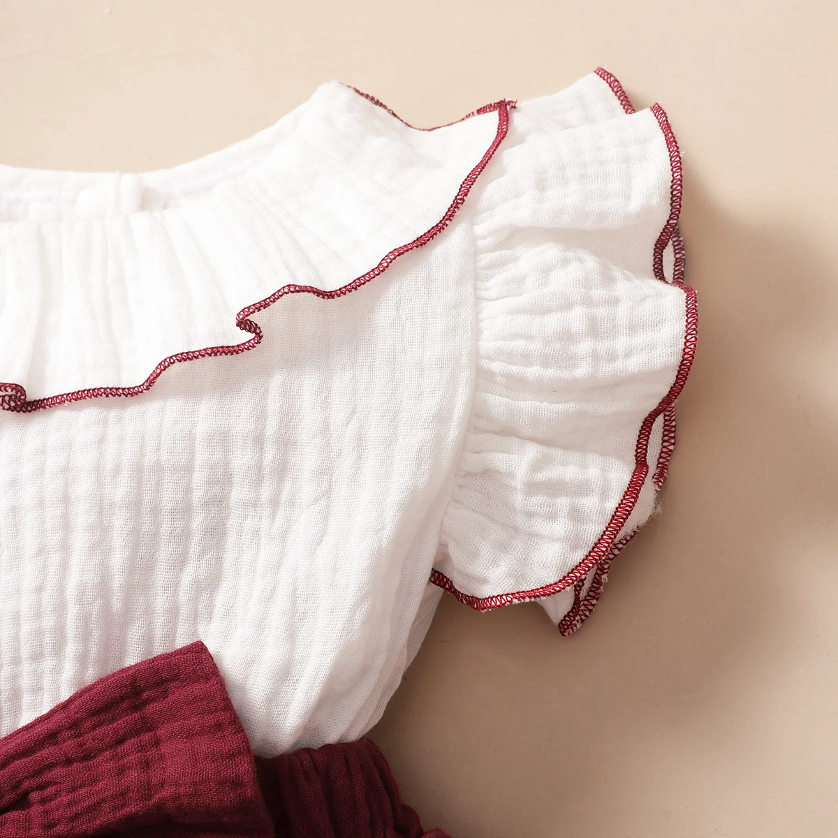 Baby Girl Red Wine with white 3-layer cupcake dress thumbnail 5