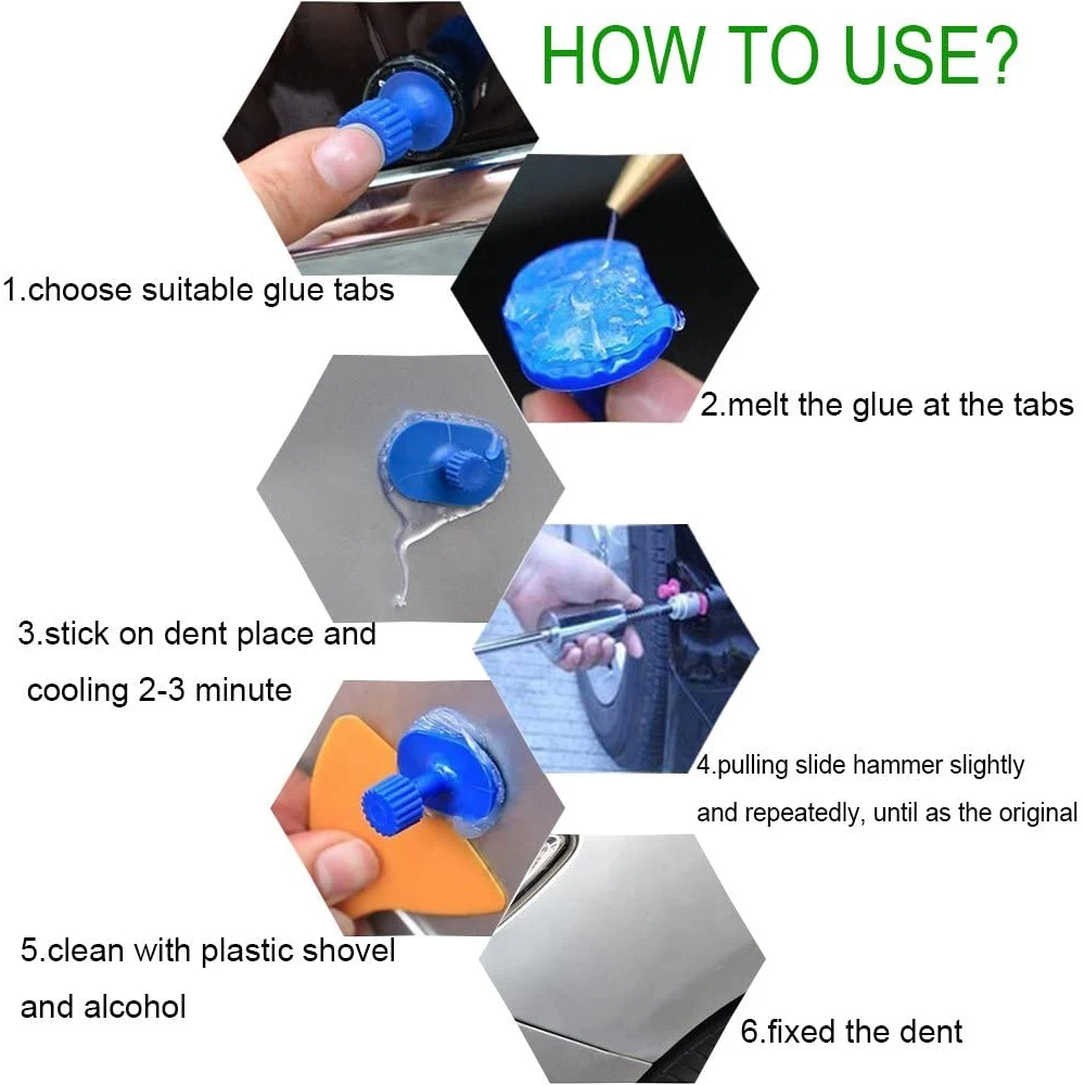 Universal Car Dent Paintless Puller Metal T Dent Puller Repair Tool Auto Repair Sheet Metal Kit Slide Hammer Reverse Hammer Glue thumbnail 6