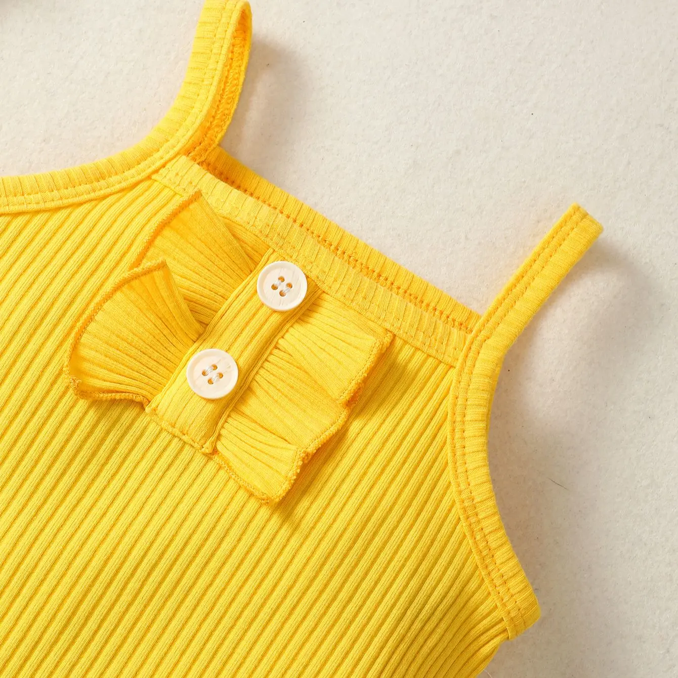 Newborn baby yellow sling button sunflower print skirt cute suit thumbnail 4