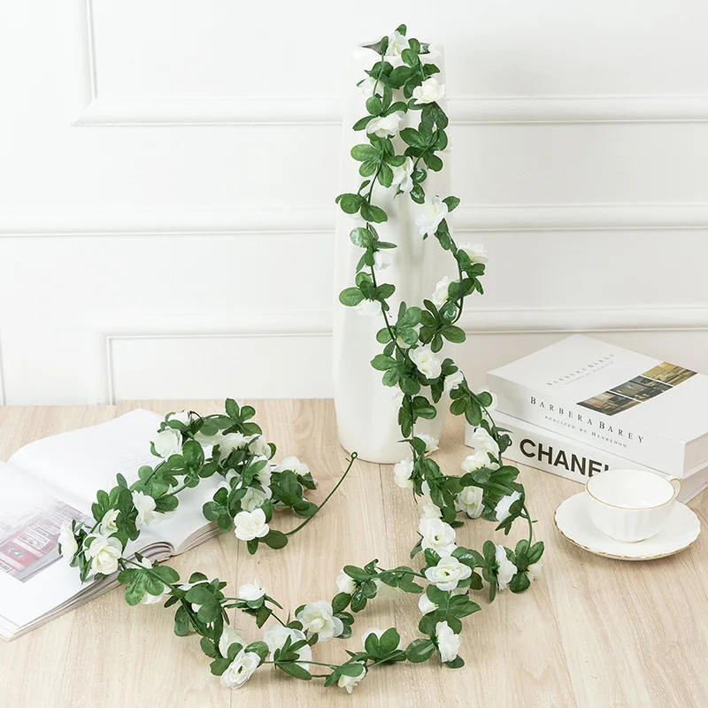 2.5m 1.8m Rose Artificial Flower Vine For Wedding Garland White Pink Home Room Wedding Decoration Silk Artificial Rose Vine Han thumbnail 4