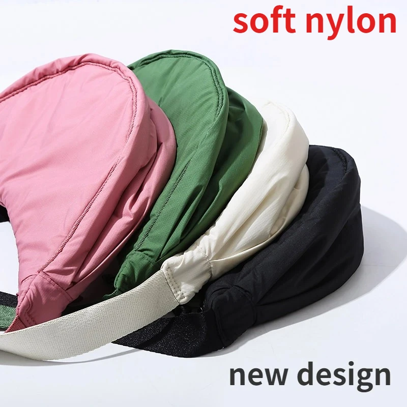 Solid Color Women's Portable Shoulder Bag Simple Female Nylon Cloth Padded Crossbody Bags Travel Purse Handbags Messenger Bag thumbnail 5