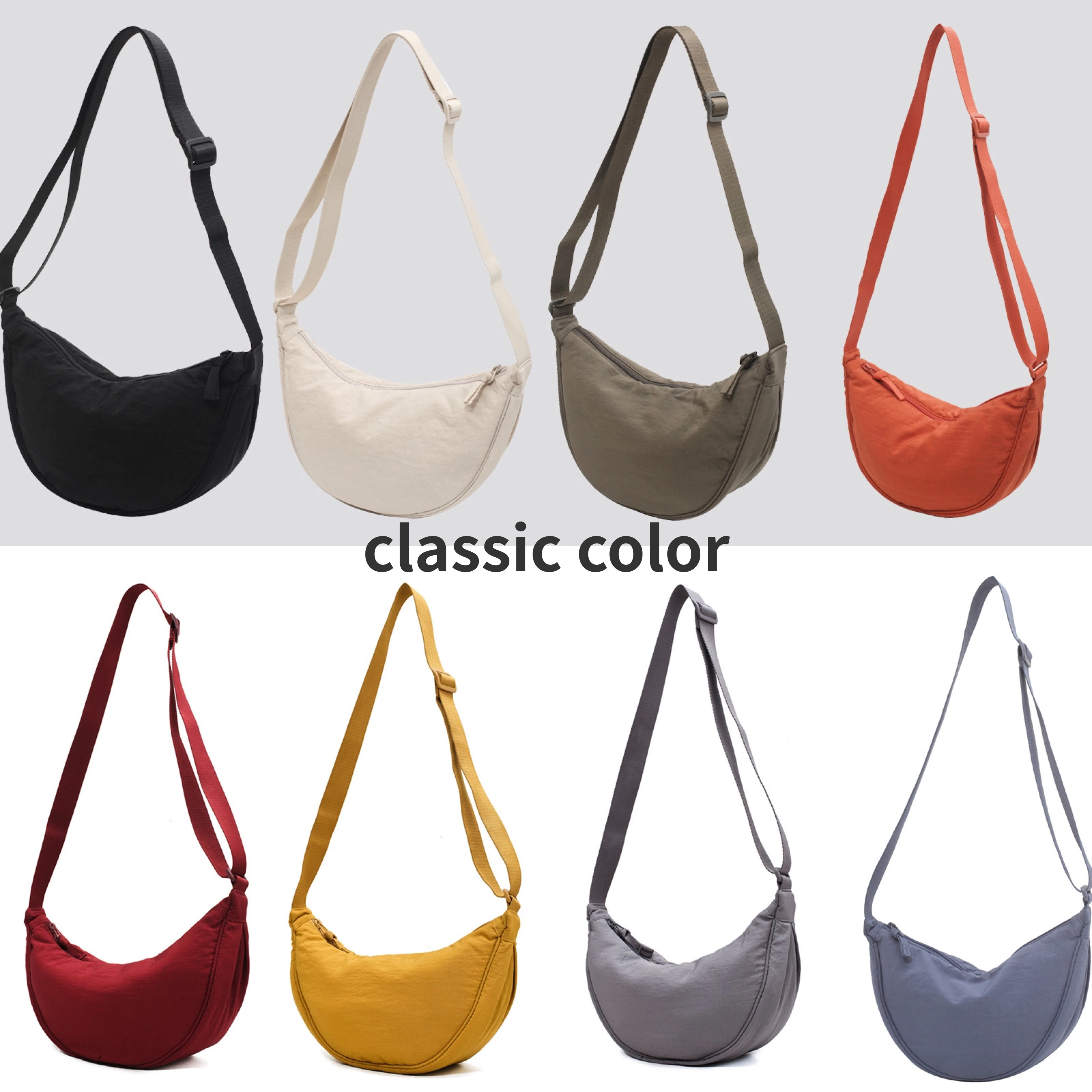 Solid Color Women's Portable Shoulder Bag Simple Female Nylon Cloth Padded Crossbody Bags Travel Purse Handbags Messenger Bag thumbnail 6