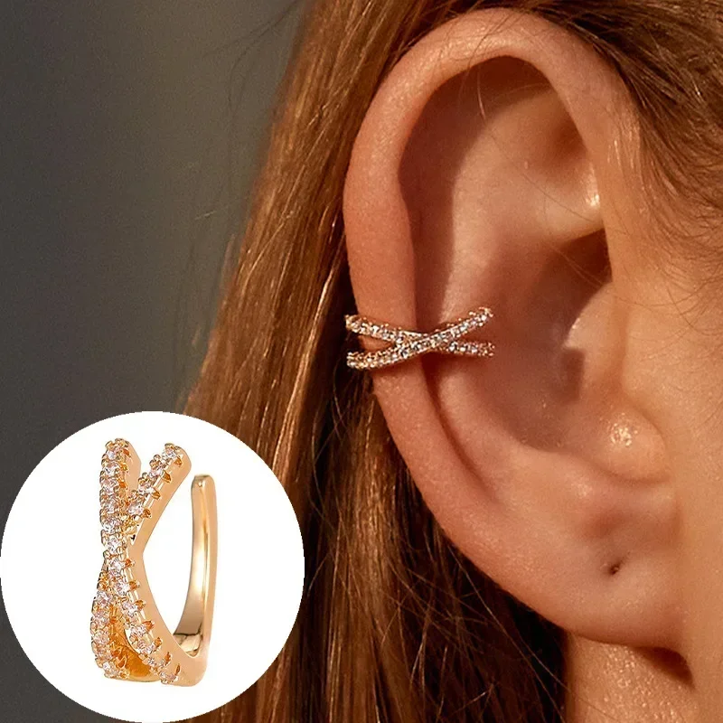 2024 Punk Metal Zircon Ear Cuff Ear Clip for Women No Pierced C Shape Geometric Small Earcuff Ear Wrap Earcuff Clips Jewelry