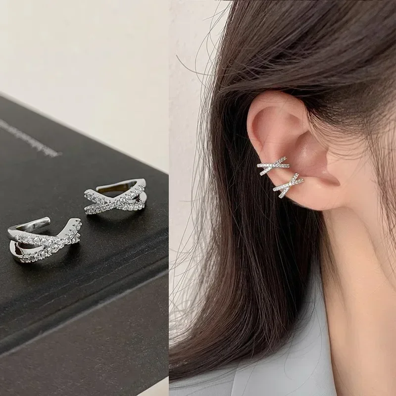 2024 Punk Metal Zircon Ear Cuff Ear Clip for Women No Pierced C Shape Geometric Small Earcuff Ear Wrap Earcuff Clips Jewelry thumbnail 2
