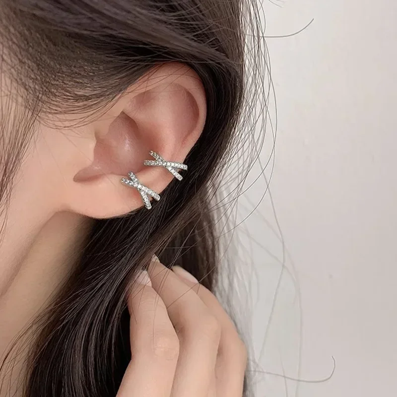 2024 Punk Metal Zircon Ear Cuff Ear Clip for Women No Pierced C Shape Geometric Small Earcuff Ear Wrap Earcuff Clips Jewelry thumbnail 3
