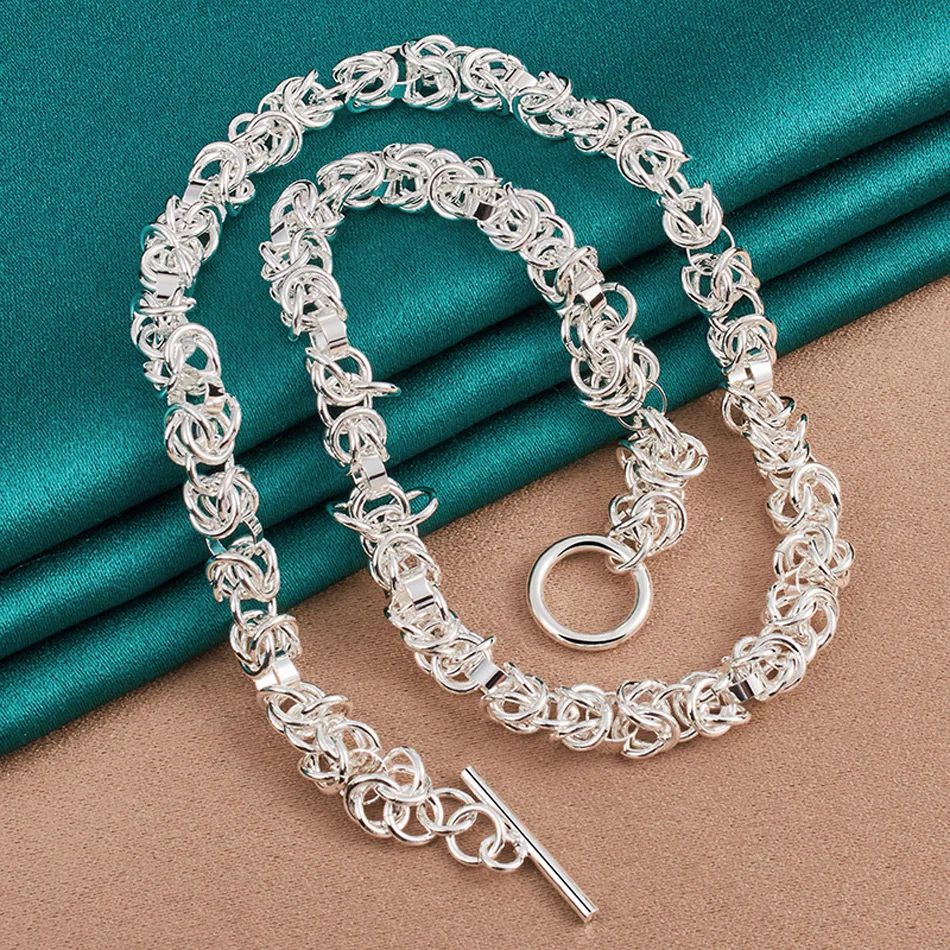 URMYLADY 925 Sterling Silver Men Exquisite Chain Bracelet Necklace Jewelry Set For Women Wedding Party Fashion Charm Gift thumbnail 3