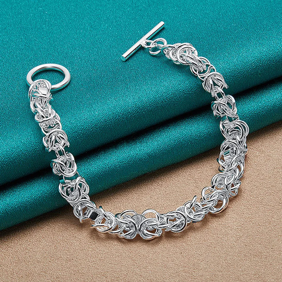 URMYLADY 925 Sterling Silver Men Exquisite Chain Bracelet Necklace Jewelry Set For Women Wedding Party Fashion Charm Gift thumbnail 6