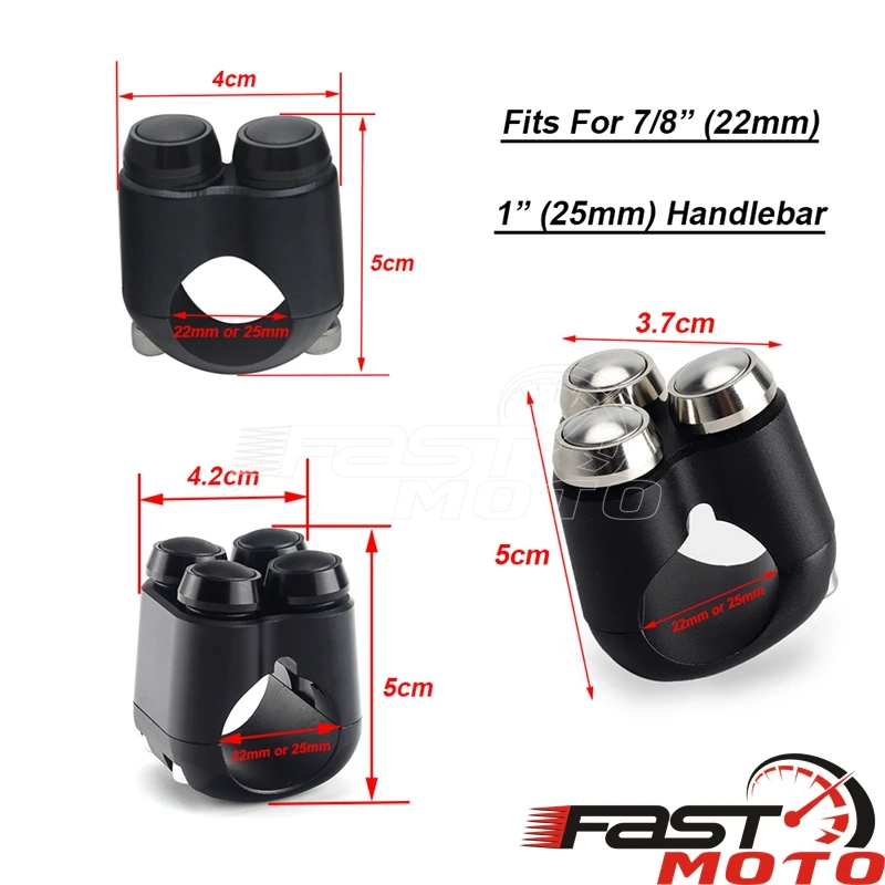 2&3&4 Buttons Motorcycle Switch 25mm 22mm Handle Bar Controller Switches Starter Horn Universal 1" Handlebar Switch Cafe Racer thumbnail 5