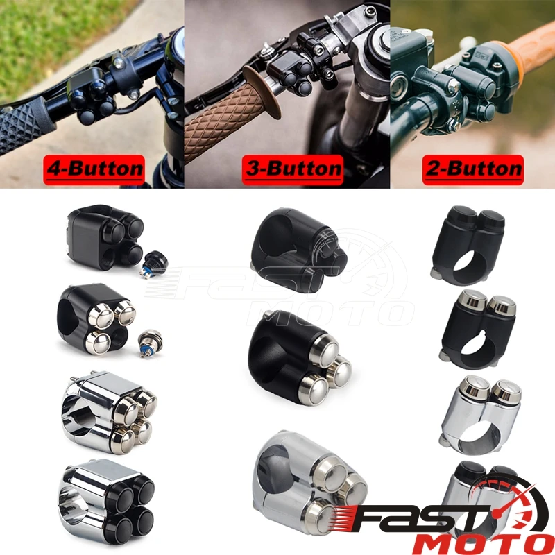2&3&4 Buttons Motorcycle Switch 25mm 22mm Handle Bar Controller Switches Starter Horn Universal 1" Handlebar Switch Cafe Racer thumbnail 4