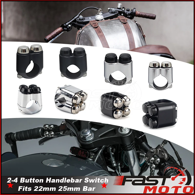 2&3&4 Buttons Motorcycle Switch 25mm 22mm Handle Bar Controller Switches Starter Horn Universal 1" Handlebar Switch Cafe Racer thumbnail 2