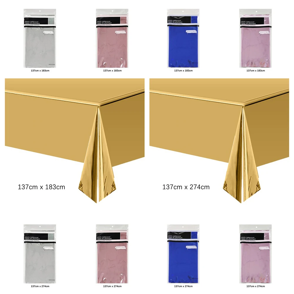 Disposable Tablecloth White Black Pink Gold Table Cover Plastic Birthday Wedding Table Cloth Party Dining Table Decoration Favor thumbnail 4