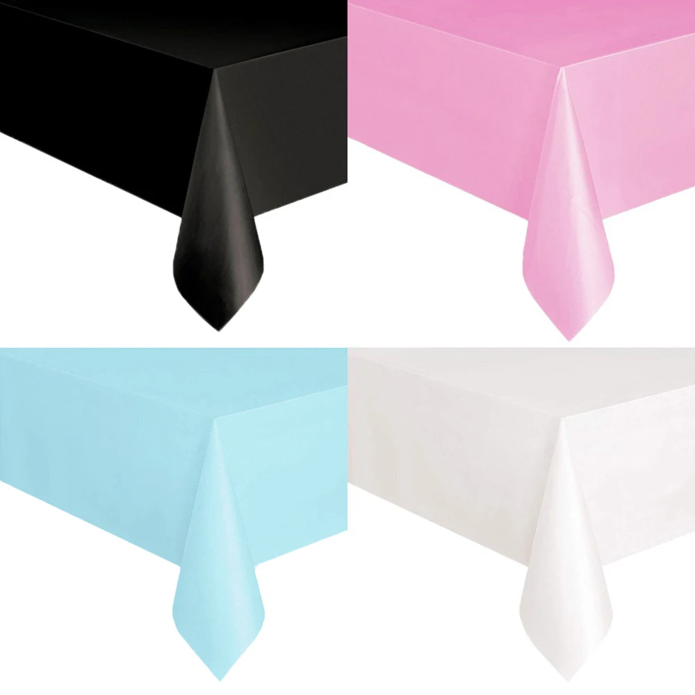 Disposable Tablecloth White Black Pink Gold Table Cover Plastic Birthday Wedding Table Cloth Party Dining Table Decoration Favor thumbnail 2