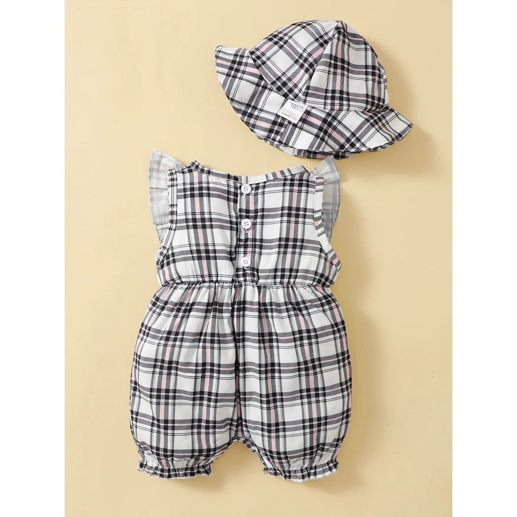 0-18 Months Newborn Baby Girl Clothes Cute Plaid Design Summer Romper+Hat 2Pcs Suit Fashion Holiday Clothing For Toddler Girl thumbnail 6